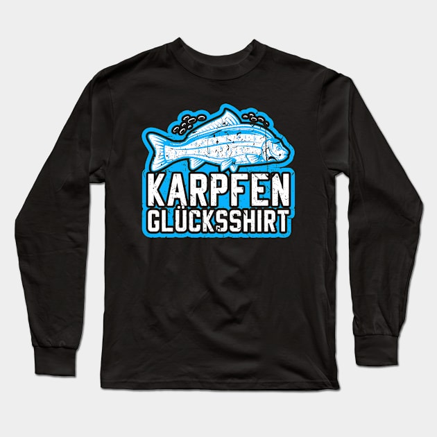 Karpfen Glücksshirt Angler Geschenke Karpfenfischen Long Sleeve T-Shirt by Humbas Fun Shirts